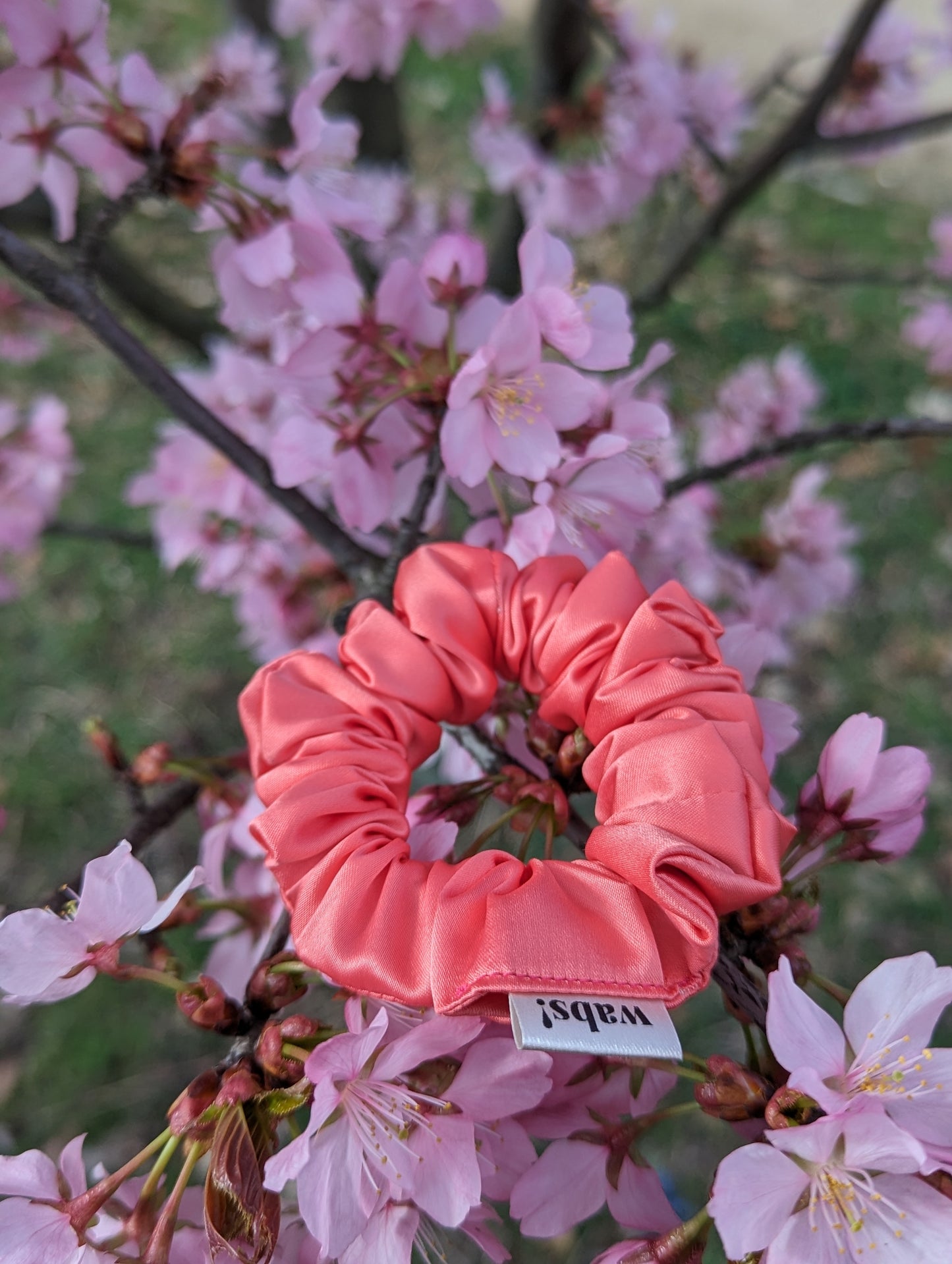 Coral Satin Scrunchie