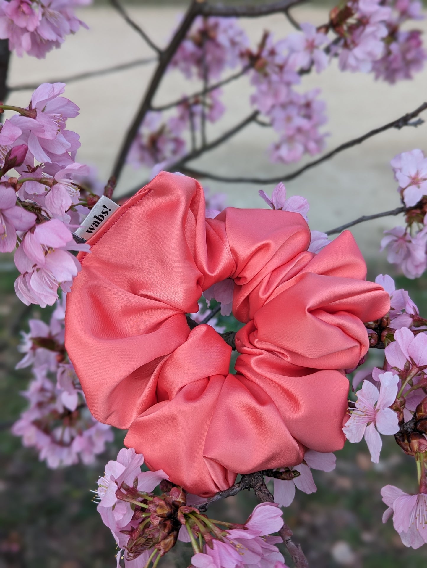 Coral Satin Scrunchie