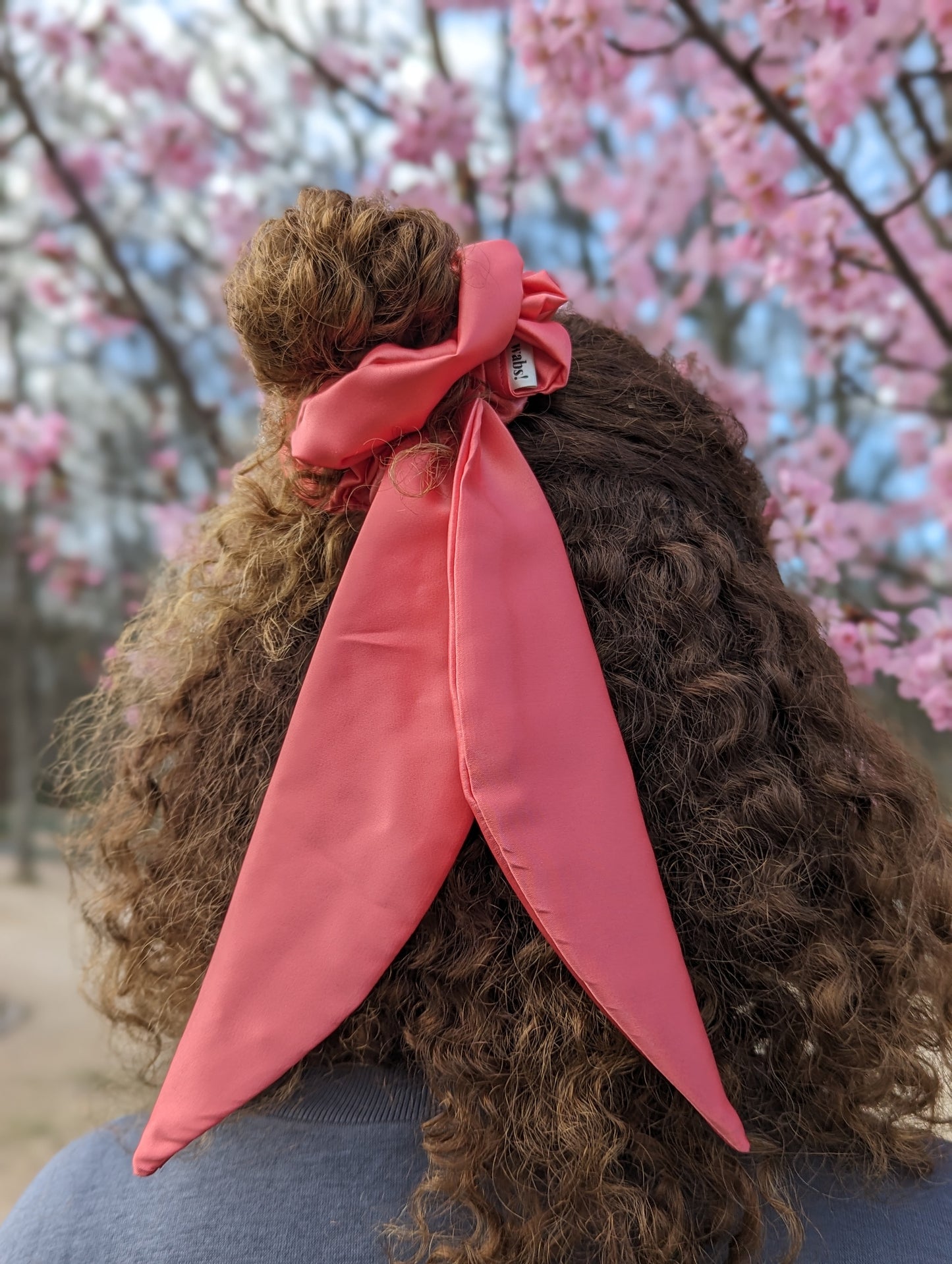 Coral Satin Scrunchie