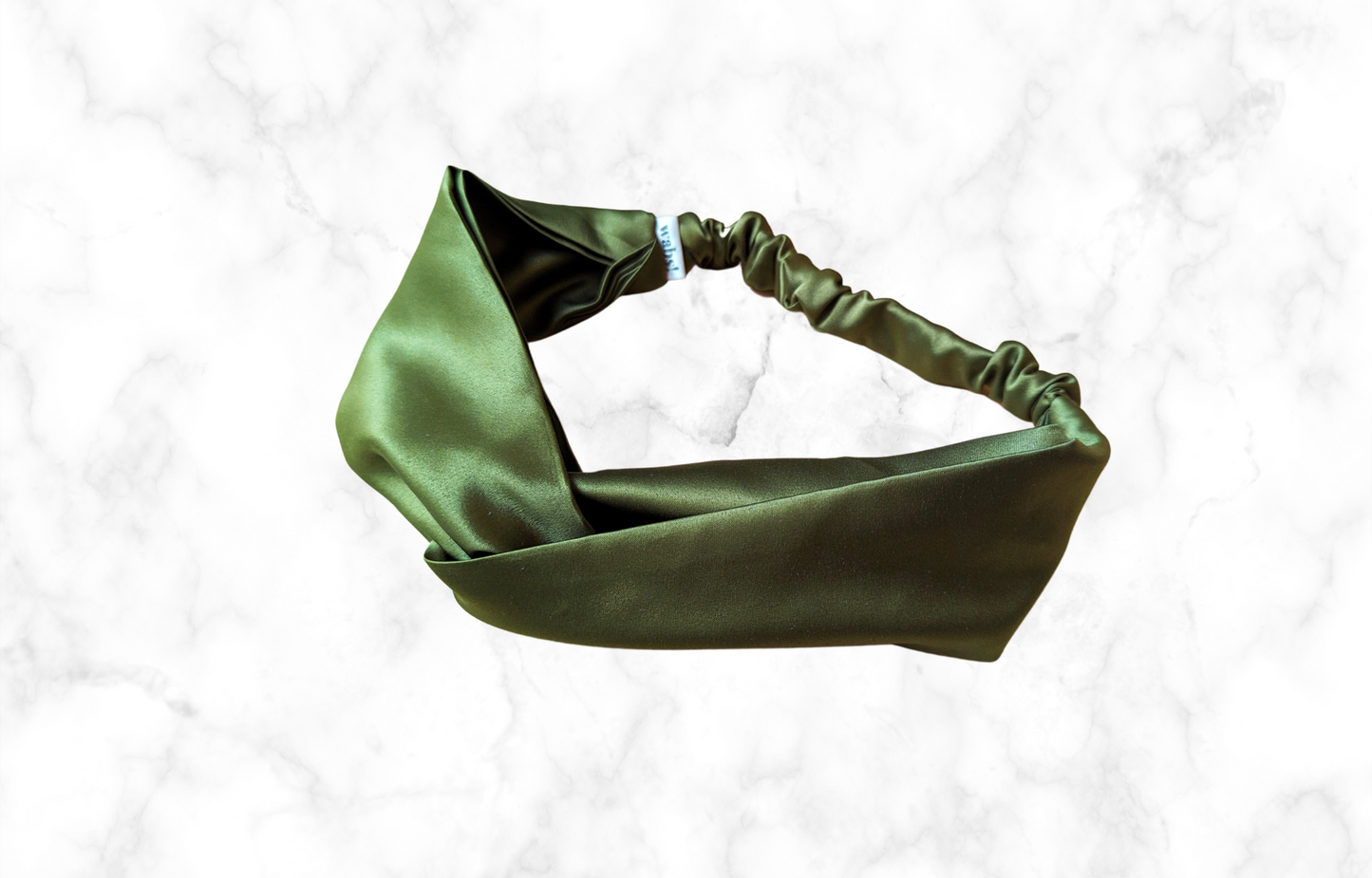 Twisted Satin Headband Olive Green
