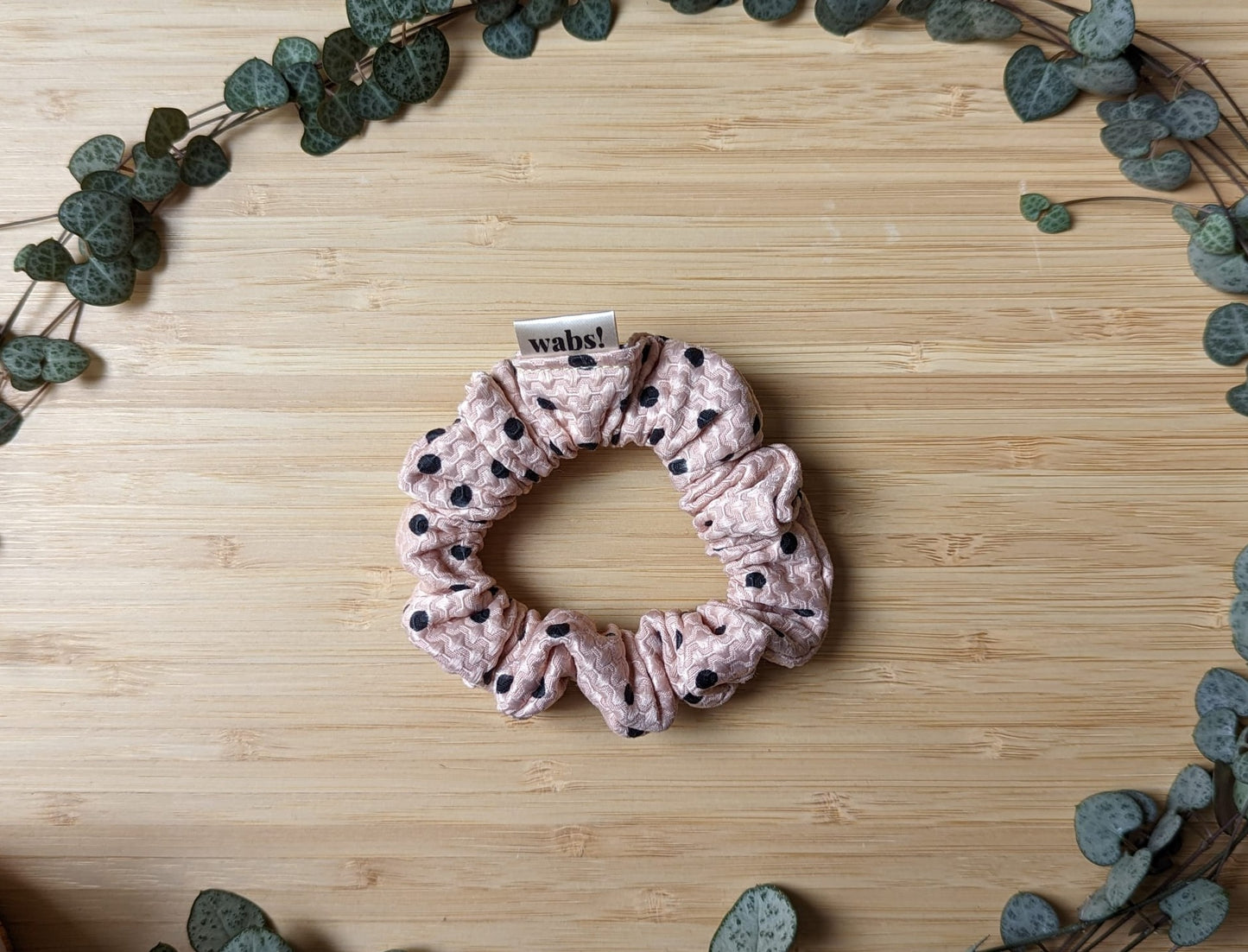 Pink Dot Waffle Scrunchie