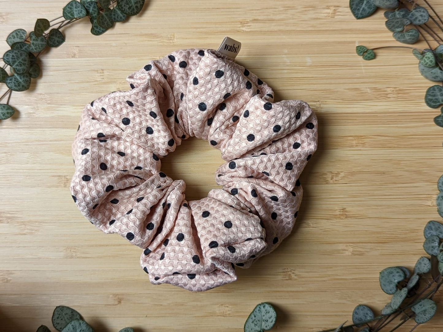 Pink Dot Waffle Scrunchie