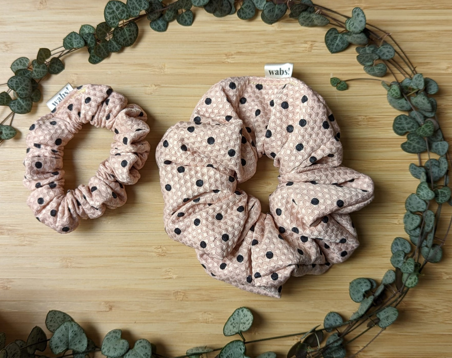 Pink Dot Waffle Scrunchie