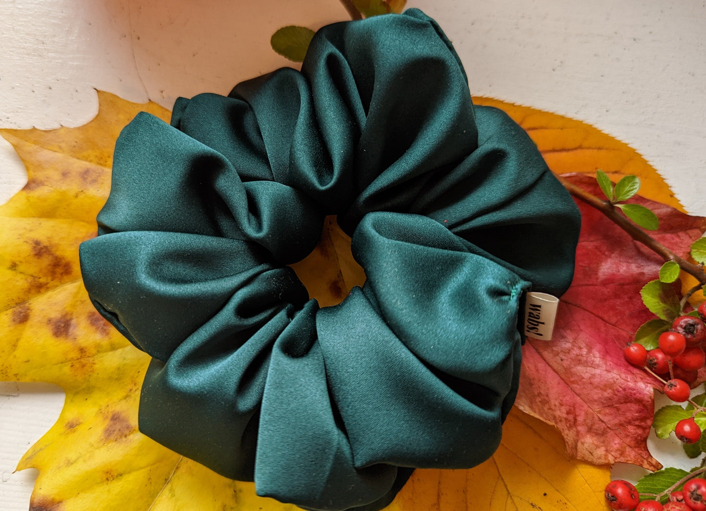 Forest Green Satin Scrunchie