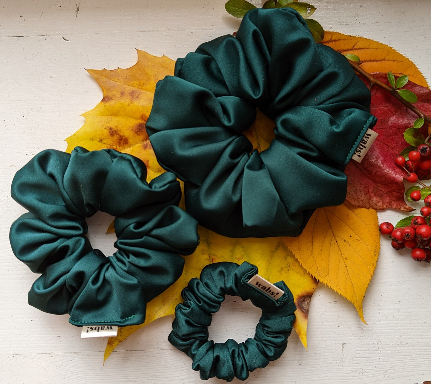 Forest Green Satin Scrunchie