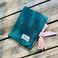 Emerald green padded Book Bag with golden dots
Emerald green Book Bag with fabric bow
Green and gold Book Bag